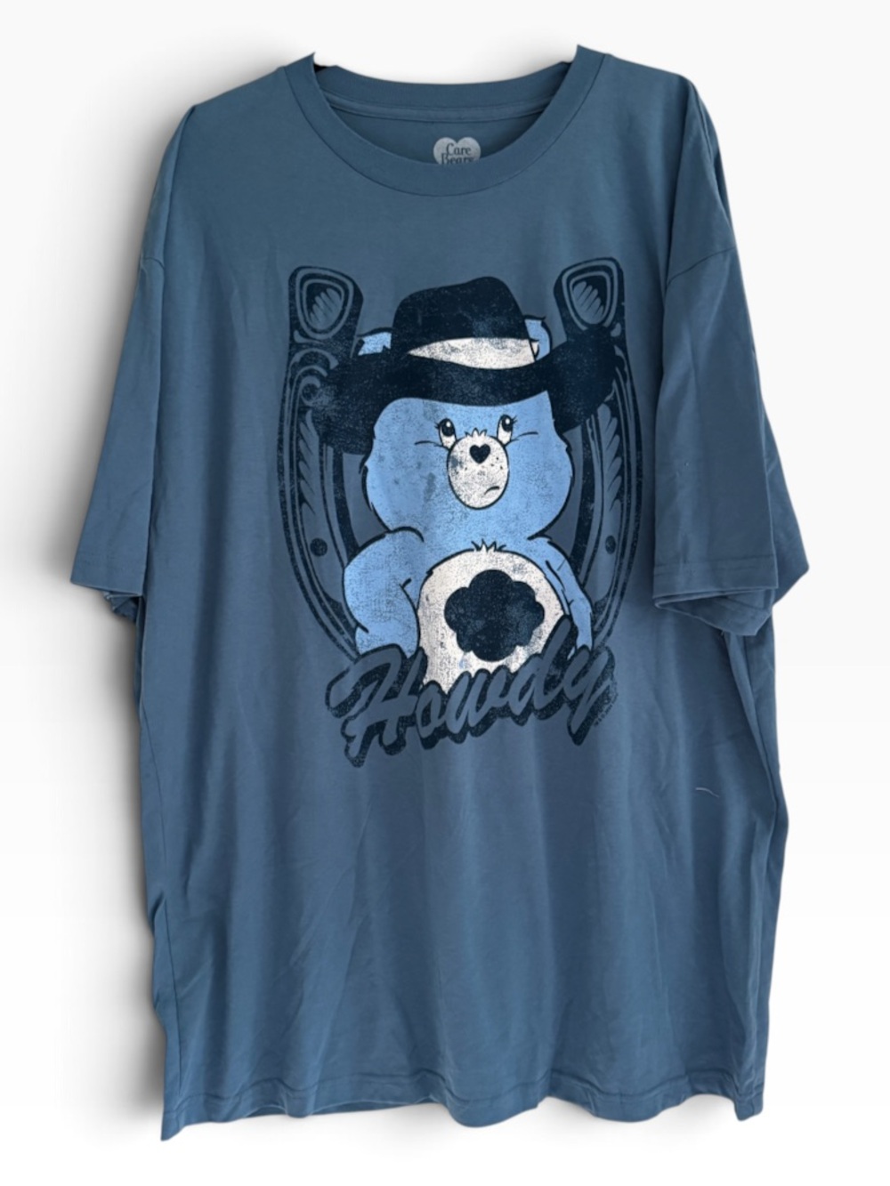 Care Bears Grumpy Bear Howdy Cowboy Graphic Tee Blue Oversized Sz 2X